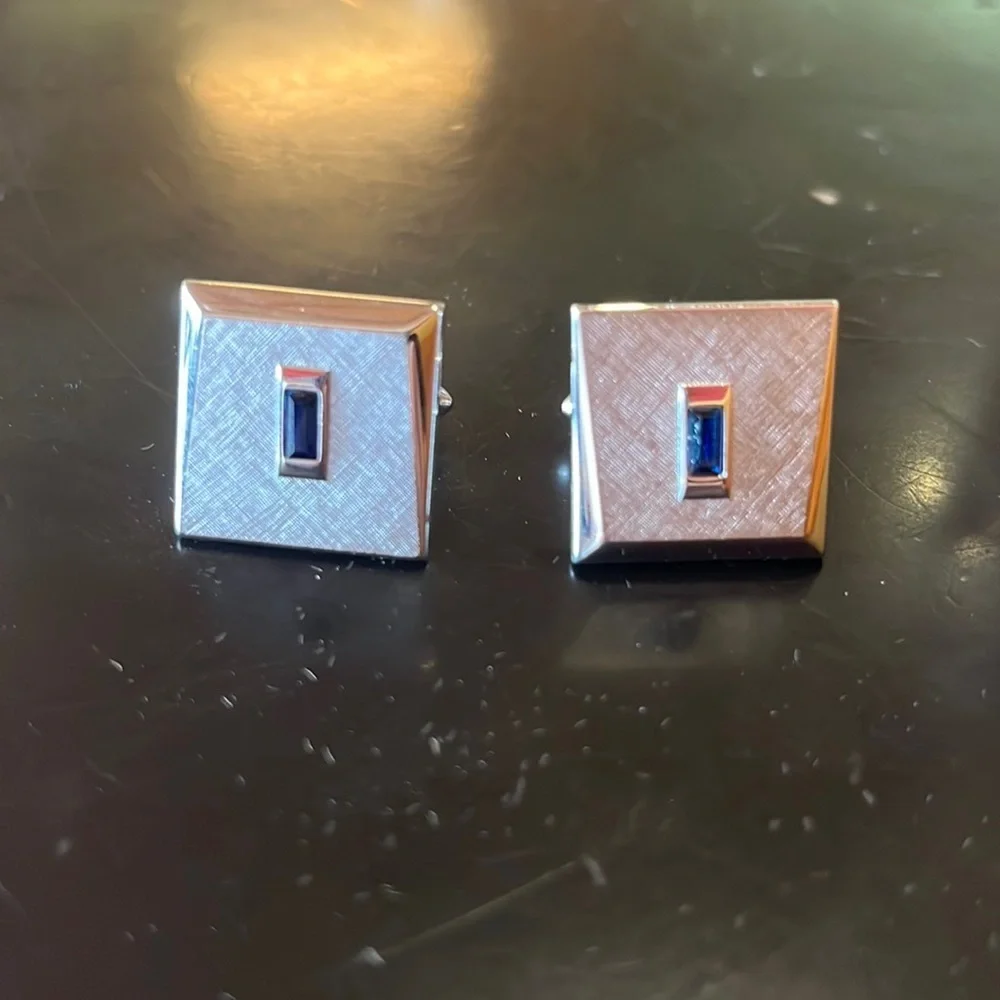 Vintage Swank Silver/Amethyst Cufflinks. FREE SHIPPING.